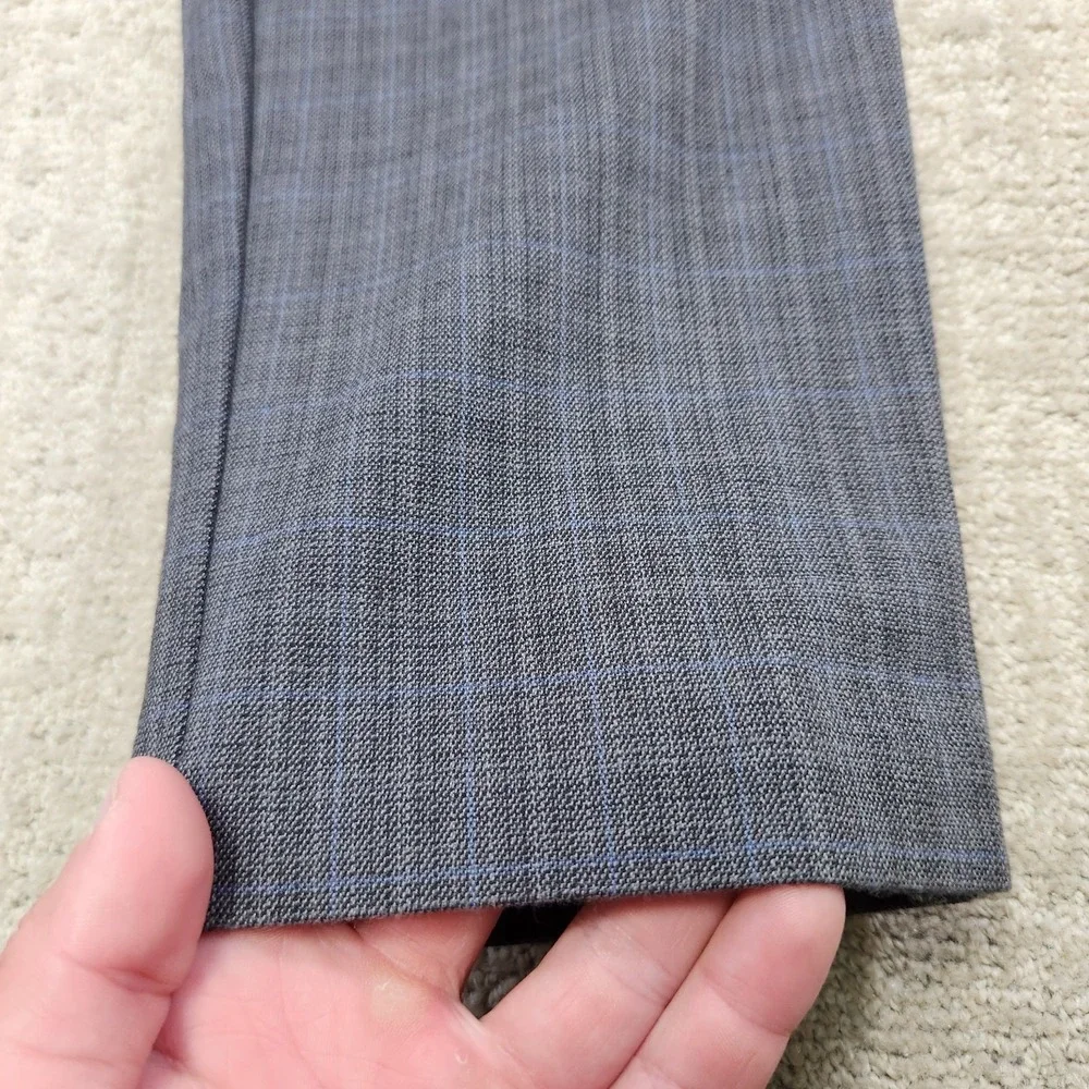Banana Republic Pants Men 32x27 *READ Slim Ankle Tapered Plaid Trouser Gray